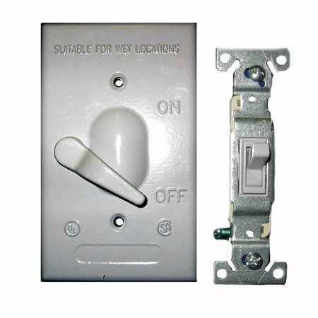 TEDDICO BWF BWF Toggle Switch Cover, 4-9/16 in L, 2-13/16 in W, Metal, Gray, Powder-Coated 613-1